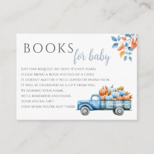 Books For Baby Pumpkin Blue Boy Baby Shower Enclosure Card