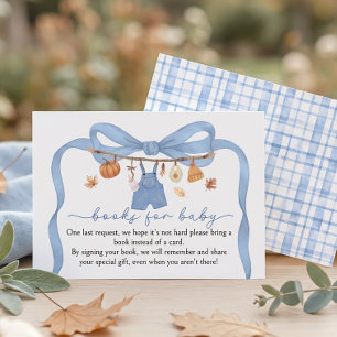 Books For Baby Pumpkin Blue Fall Baby Shower Enclosure Card