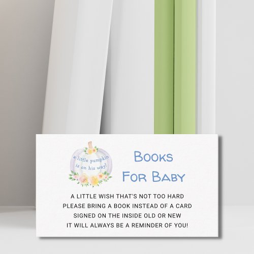 Books For Baby Pumpkin Boys Baby Shower Enclosure Card