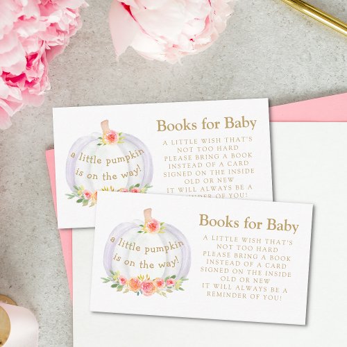 Books for Baby Pumpkin Fall Baby Shower Enclosure Card