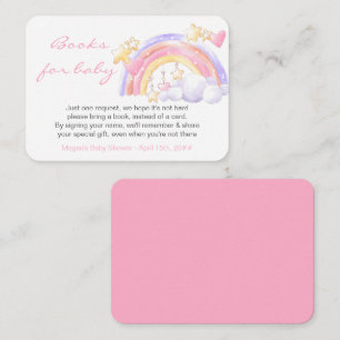 Books for Baby Rainbow Stars Pink Baby Shower Enclosure Card