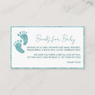 Books for Baby Request Card Teal Glitter feet