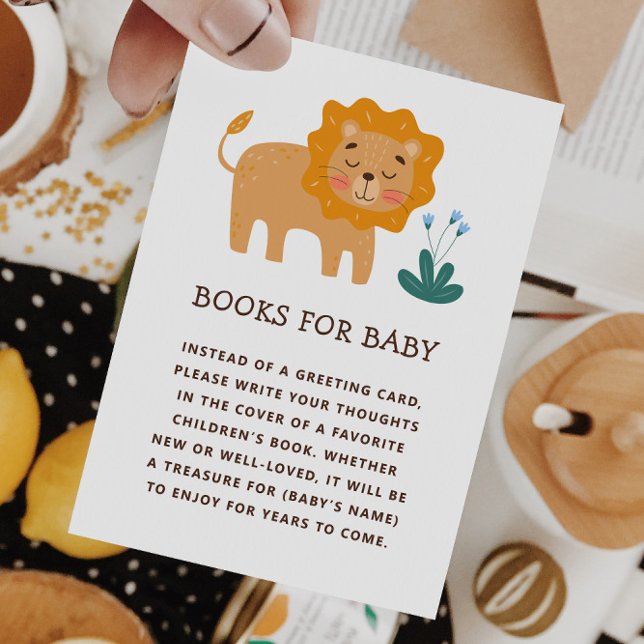 Books for Baby Request | Safari Lion Baby Shower Enclosure Card (Creator Uploaded)
