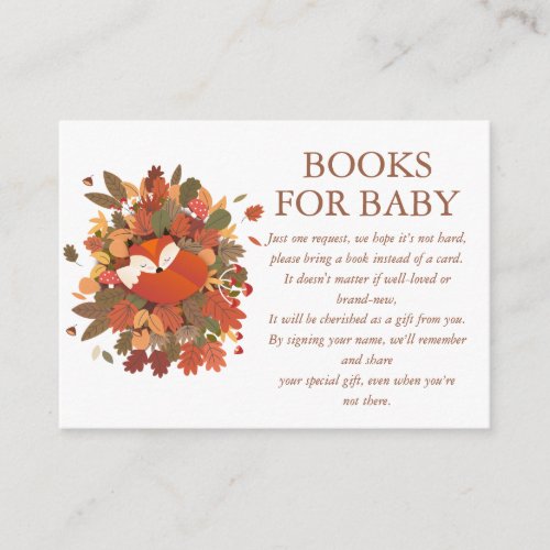 Books For Baby Request Woodland Baby Shower Enclosure Card