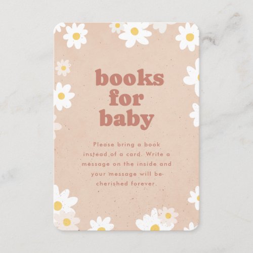 Books for Baby Retro Daisies Baby Shower Enclosure Card