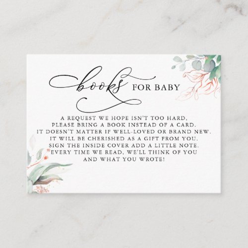 Books For Baby Rose Gold Greenery Request Card