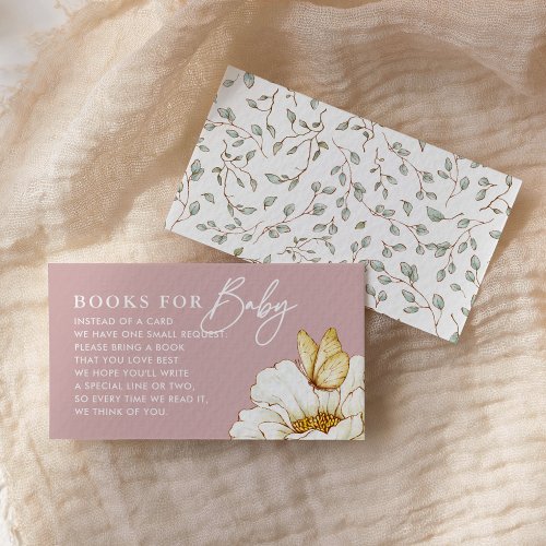 Books For Baby Rustic Boho Watercolor Baby Shower Enclosure Card
