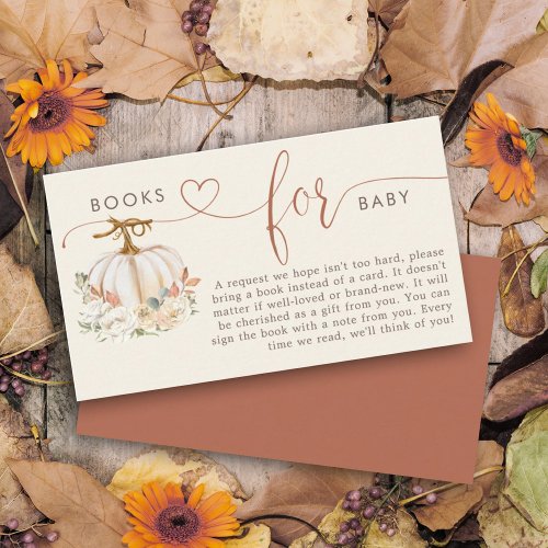 Books for Baby Rustic Pumpkin Floral Shower Enclosure Card