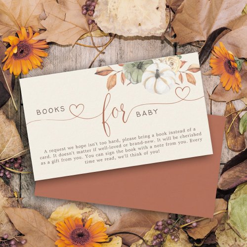 Books for Baby Rustic Pumpkin Shower Enclosure Card