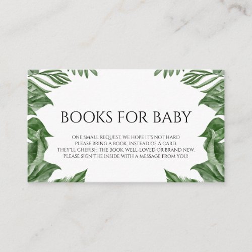 Books for Baby Safari Animals Tropical Baby Shower Enclosure Card