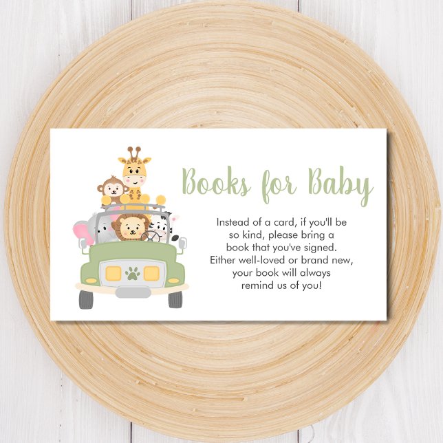 Books For Baby Safari Baby Shower Enclosure Card (Creator Uploaded)
