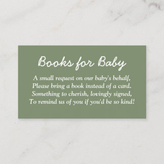 Books for Baby Sage Green Enclosure Card