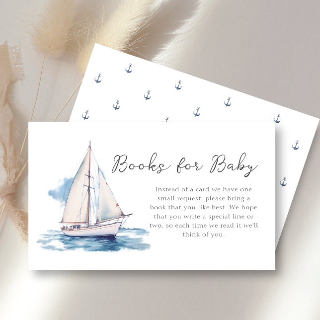 Books for Baby | Sailing Boat Baby Shower  Enclosure Card (Creator Uploaded)