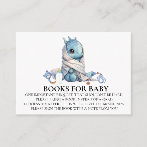 Books for Baby Shower Blue Dragon Knight Enclosure Card