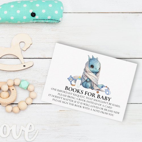 Books for Baby Shower Blue Dragon Knight Enclosure Card