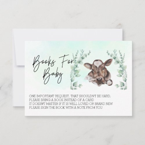 Books for Baby Shower Cow Eucalyptus  Invitation