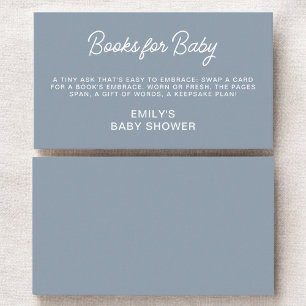 Books For Baby Shower Dusty Blue Enclosure Card