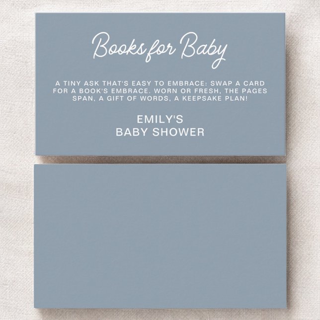 Books For Baby Shower Dusty Blue Enclosure Card (Creator Uploaded)