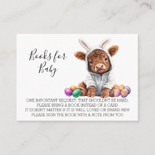 Books for Baby Shower Easter Bunny Highland Cow   Enclosure Card