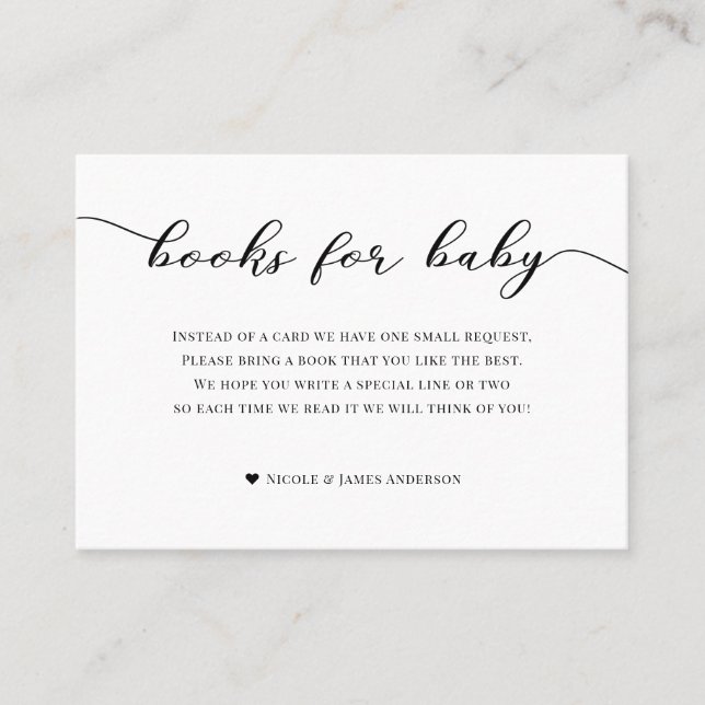 Books for Baby Shower Enclosure Black White Plaid Business Card (Front)