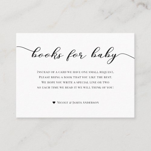 Books for Baby Shower Enclosure Card Black White