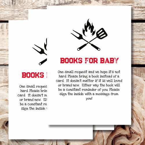 Books for baby shower game BBQ baby shower theme Enclosure Card