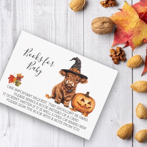 Books for Baby Shower Halloween Highland Cow   Enclosure Card