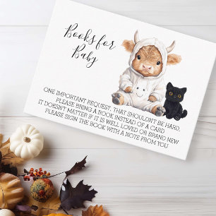 Books for Baby Shower Halloween Highland Cow Enclosure Card