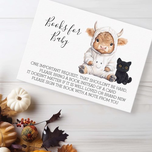 Books for Baby Shower Halloween Highland Cow   Enclosure Card