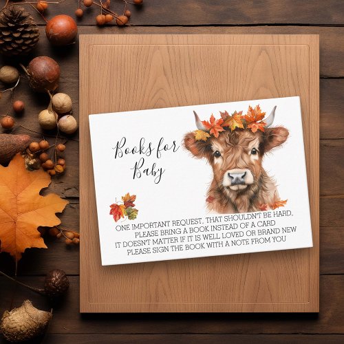 Books for Baby Shower Halloween Highland Cow   Enclosure Card