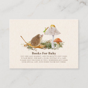 Books For Baby Shower Hedgehog Woodland Mushroom Enclosure Card