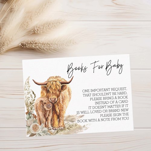 Books for Baby Shower Highland Cow Boho Business Card