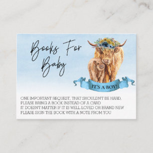Books for Baby Shower Highland Cow Boy Calf  Business Card