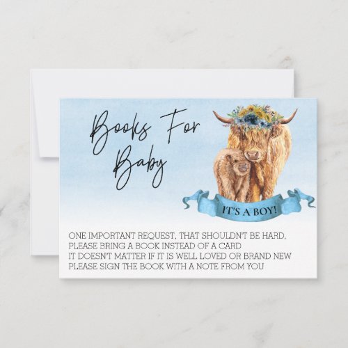 Books for Baby Shower Highland Cow Boy Calf  Invitation