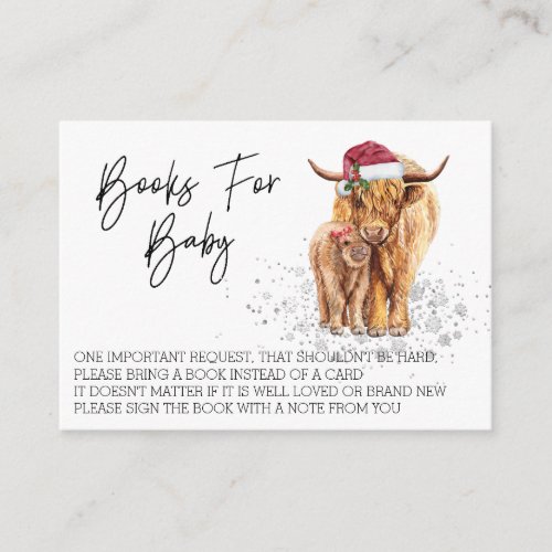Books for Baby Shower Highland Cow Christmas  Enclosure Card