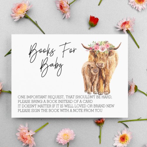 Books for Baby Shower Highland Cow   Enclosure Card