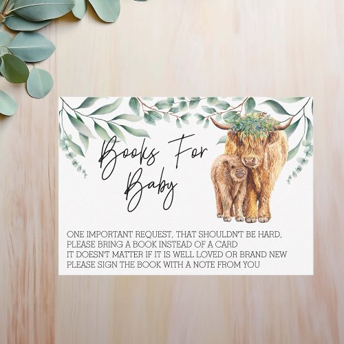 Books for Baby Shower Highland Cow Eucalyptus Invitation