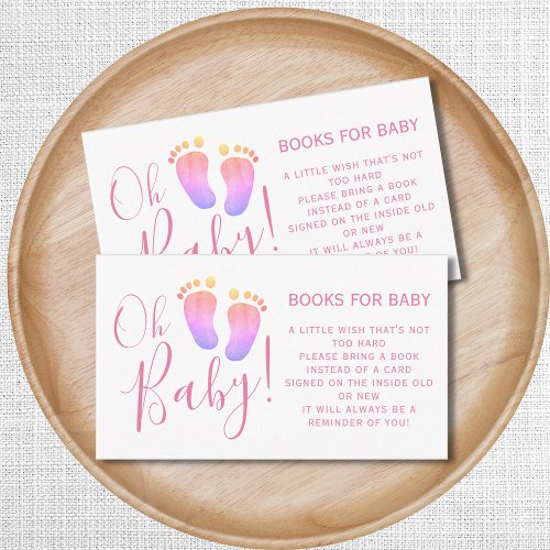Books For Baby Shower Pink Enclosure Card