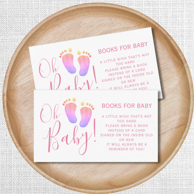 Books For Baby Shower Pink Enclosure Card | Zazzle