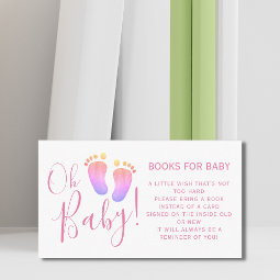 Books For Baby Shower Pink Enclosure Card | Zazzle