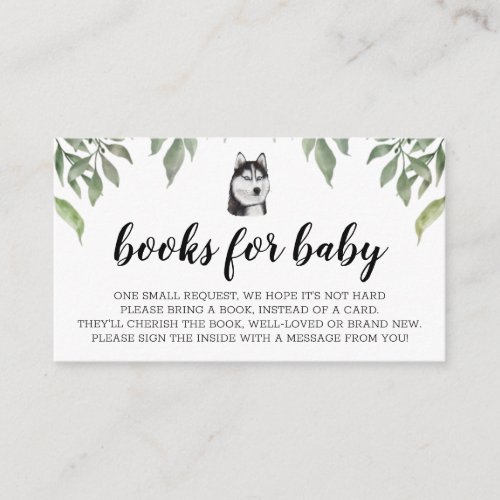 Books for Baby Siberian Husky Boho Greenery Enclosure Card