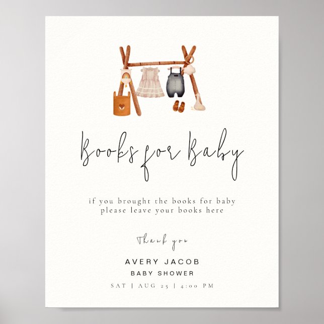 Books For Baby Sign | Boho Clothes Baby Shower  (Front)