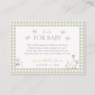 Books for Baby Silly Goose Whimsical Green Shower Enclosure Card