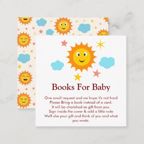 Books For Baby Smiling Sunshine Baby Shower Enclosure Card