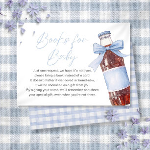Books For Baby Soda Bottle Blue Bow Baby Shower Enclosure Card
