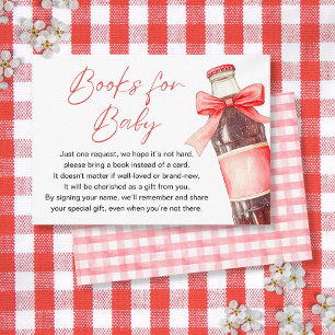 Books For Baby Soda Bottle Red Bow Baby Shower Enclosure Card