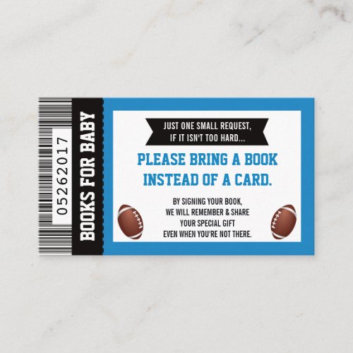 Books For Baby Sports Football Baby Shower Enclosure Card