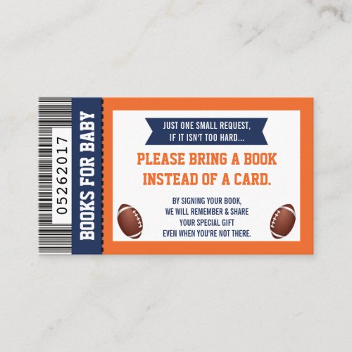 Books For Baby Sports Football Baby Shower Enclosure Card