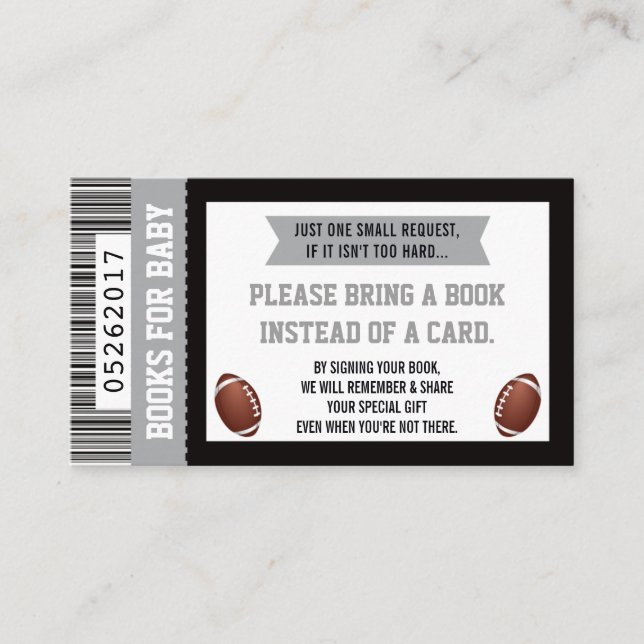 Books For Baby, Sports, Football Baby Shower Enclosure Card (Front)