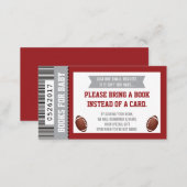 Books For Baby, Sports, Football Baby Shower, Red Enclosure Card (Front/Back)
